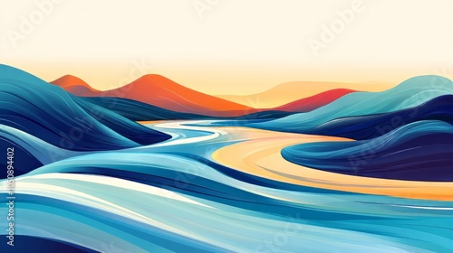 Smooth flowing river with serene motion adobe illustrator