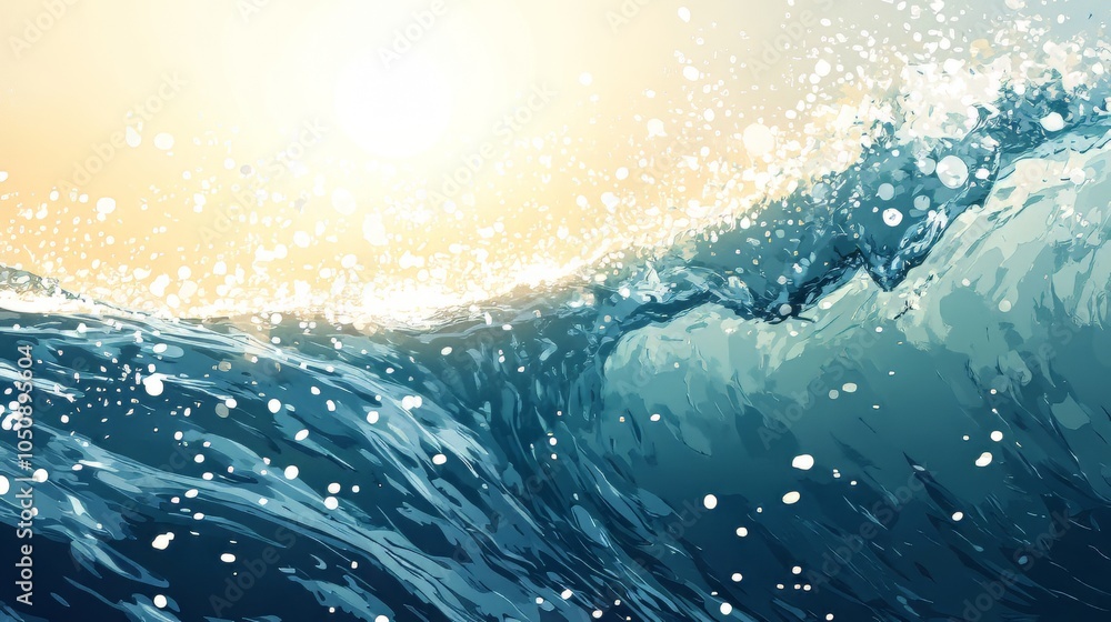 Sparkling water waves shimmer in sunlight adobe illustrator Sparkling water waves shimmer in sunlight adobe illustrator