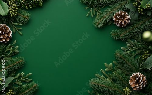 Wallpaper Mural Pine cones scattered on a vibrant green background, highlighting natural textures and earthy tones. Torontodigital.ca