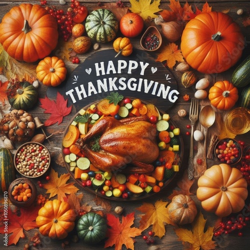 Happy Thanksgiving Day, celebration illustration background, social media post, thanksgiving greeting autumn concept