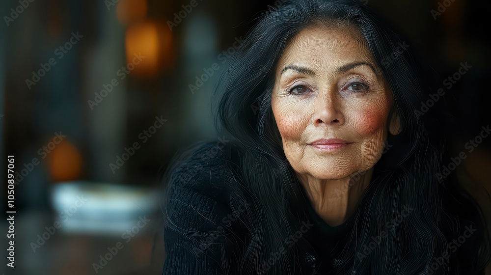 Portrait of an Older Woman with Black Hair Portrait of an Older Woman with Black Hair