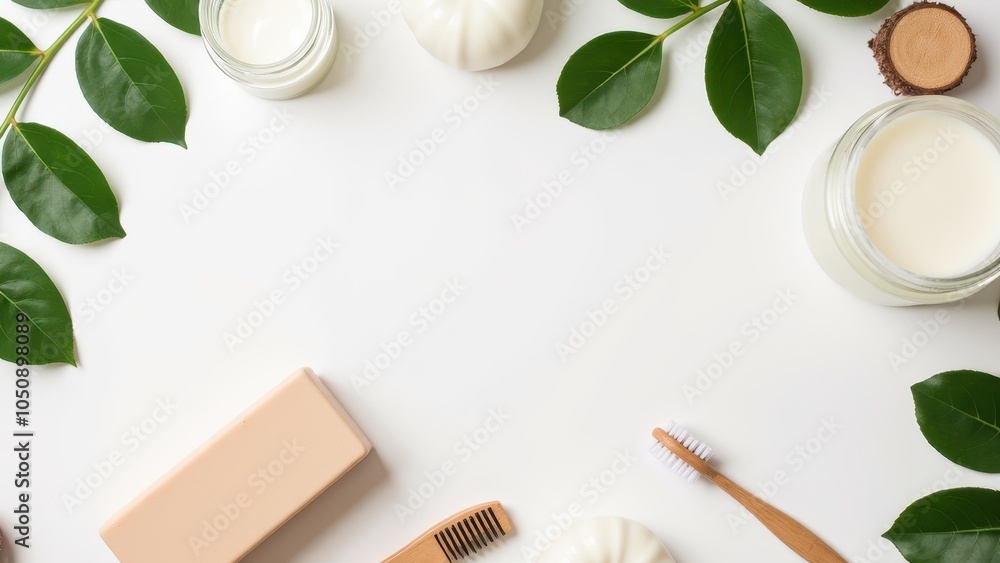 Natural Beauty Products in a Serene Bathroom Setup Natural Beauty Products in a Serene Bathroom Setup