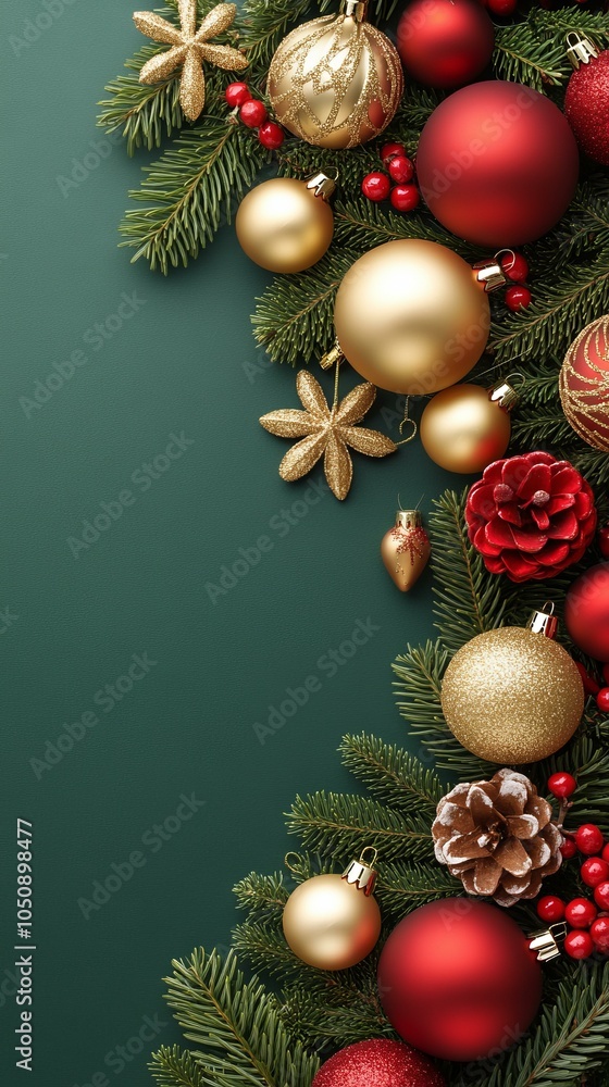 Festive Christmas tree adorned with red and gold ornaments, twinkling lights, and a star topper. Festive Christmas tree adorned with red and gold ornaments, twinkling lights, and a star topper.