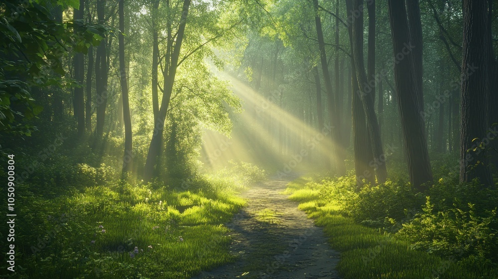 Obraz premium Sunbeams Through The Trees