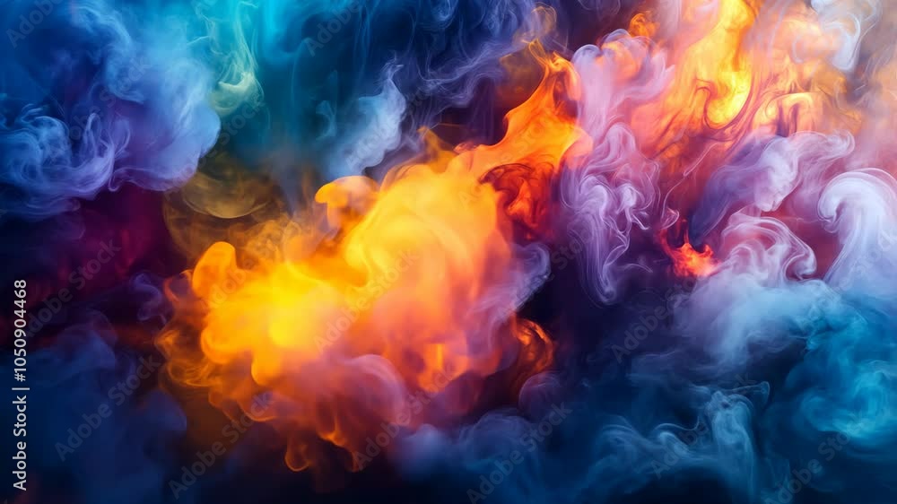 Colorful smoke swirls and mixes, creating a vibrant and abstract pattern Colorful smoke swirls and mixes, creating a vibrant and abstract pattern