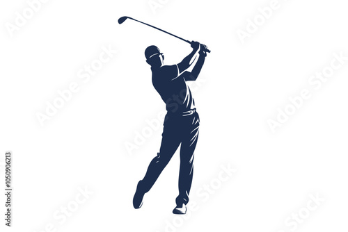  A silhouette of a man performing a golf swing