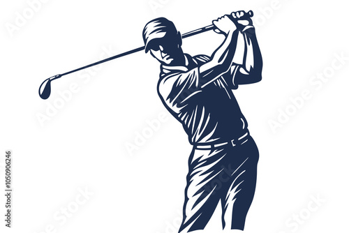  A silhouette of a man performing a golf swing