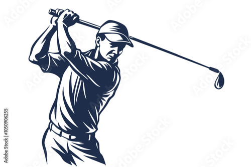  A silhouette of a man performing a golf swing