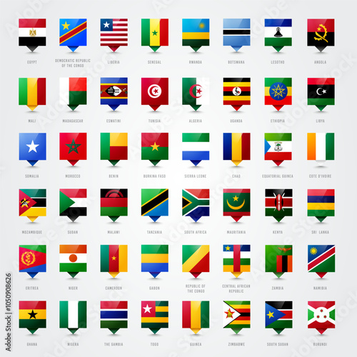Africa Flag Pin Set. African Flag Concept