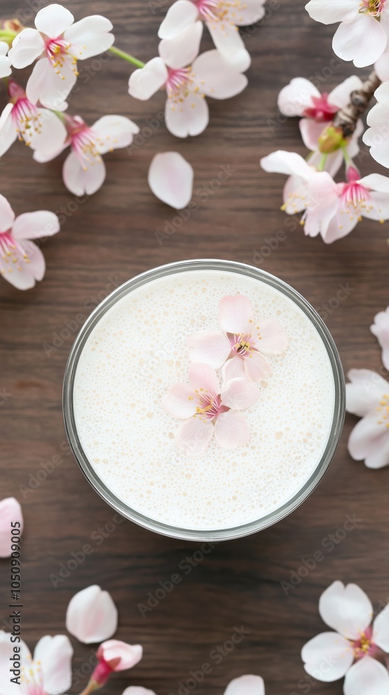 爽やかな季節のドリンクデザインに桜の春スムージー 爽やかな季節のドリンクデザインに桜の春スムージー