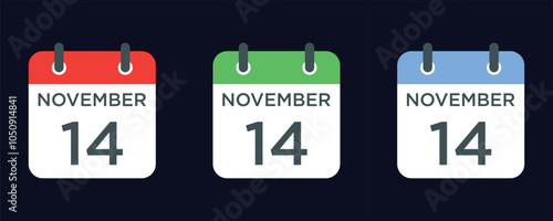 calendar - November 14 icon illustration isolated vector sign symbol