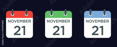 calendar - November 21 icon illustration isolated vector sign symbol