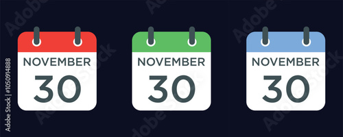 calendar - November 30 icon illustration isolated vector sign symbol