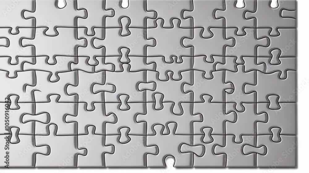 A gray jigsaw puzzle with 24 pieces sits on a table ready to be put together A gray jigsaw puzzle with 24 pieces sits on a table ready to be put together