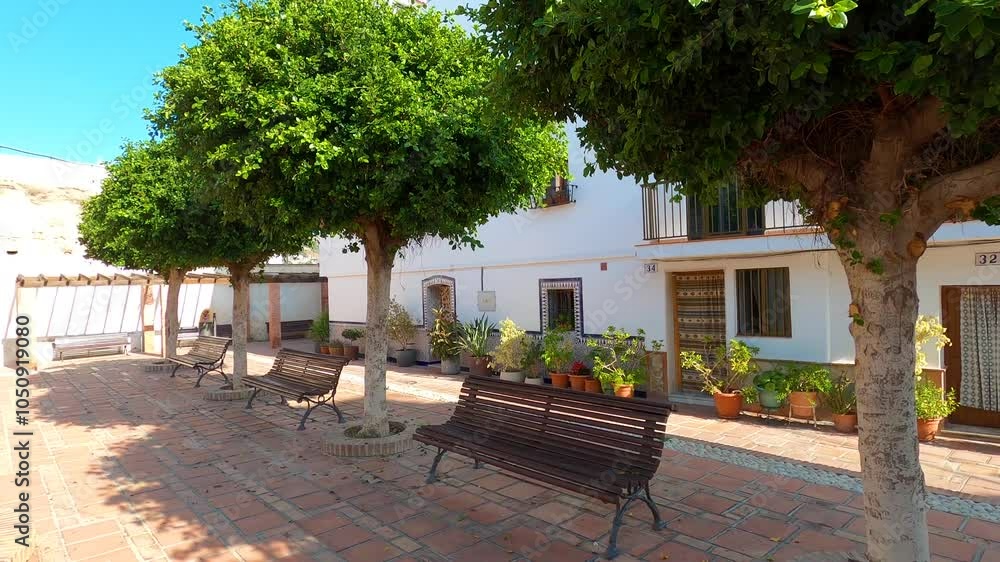 Walking on the city center in the morning in Almunecar, Spain