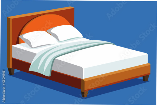 Modern double bed with cotton sheet over white