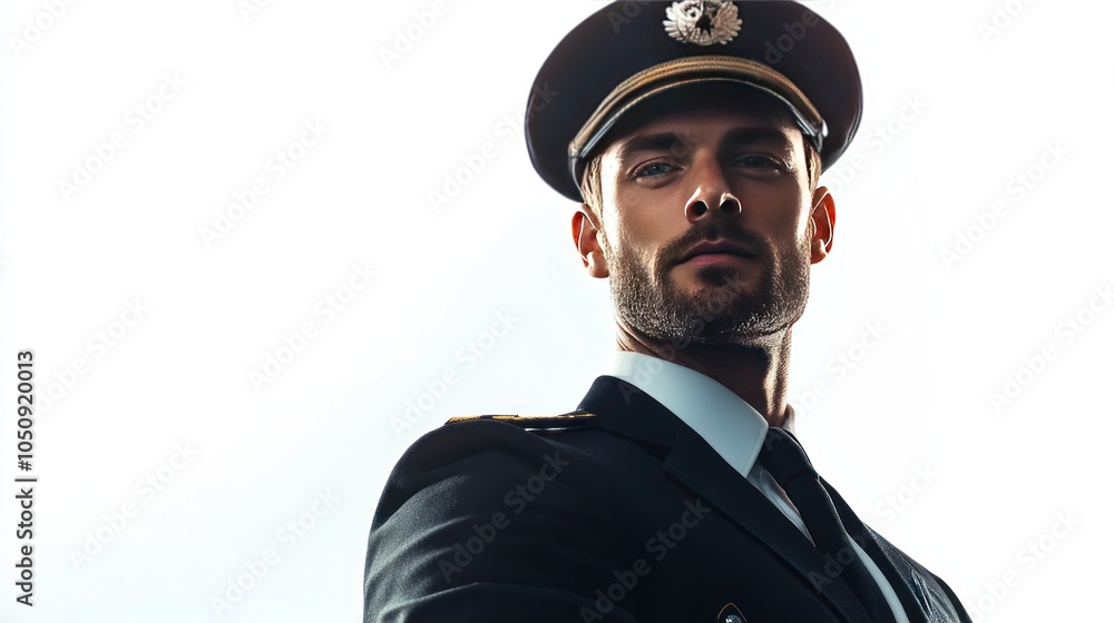 Portrait of a Confident Pilot in Uniform Portrait of a Confident Pilot in Uniform