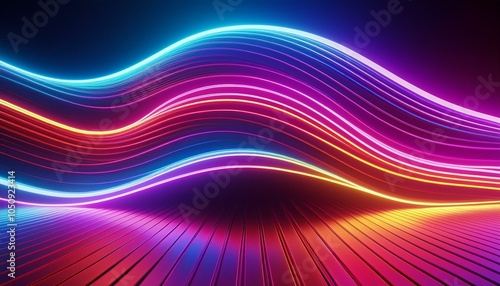 3d render abstract colorful background illuminated with colorful neon light glowing curvy line simple wallpaper