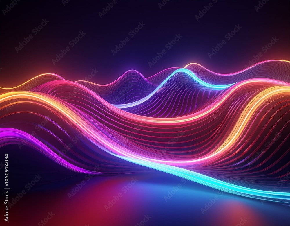 3d rendering abstract background of colorful neon wavy line glowing in the dark modern simple wallpaper 3d rendering abstract background of colorful neon wavy line glowing in the dark modern simple wallpaper