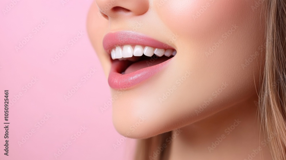 Obraz premium Close-Up of Smiling Woman's Mouth