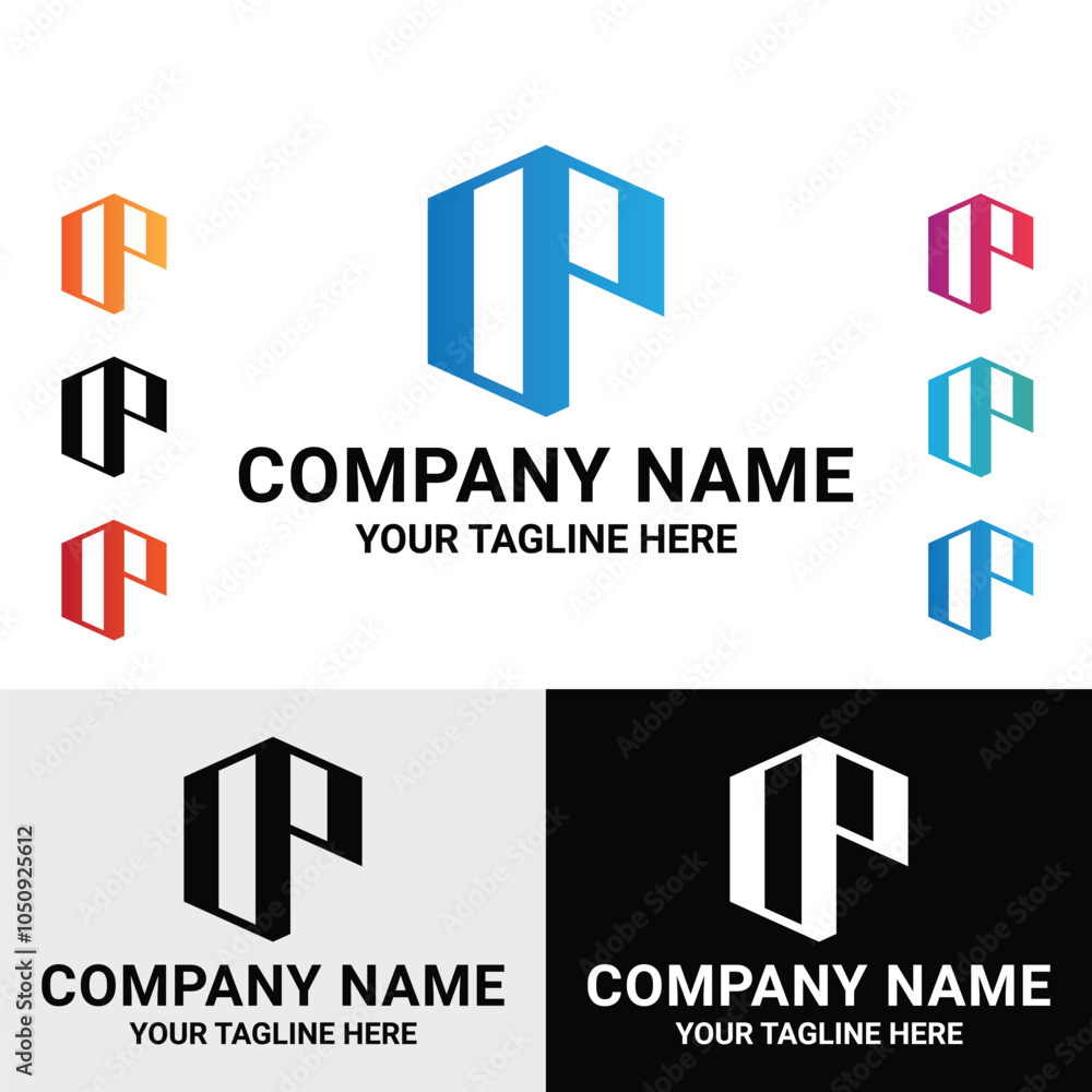 Abstract initial DP, OP letter monogram logo design