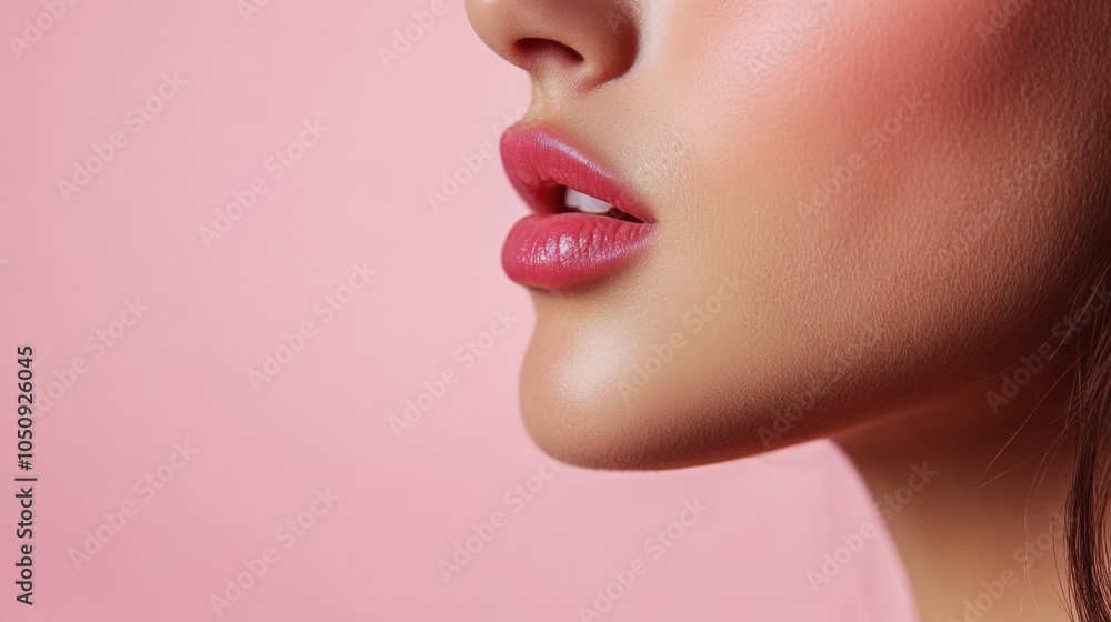 Close-Up of Beautiful Female Lips and Skin Close-Up of Beautiful Female Lips and Skin