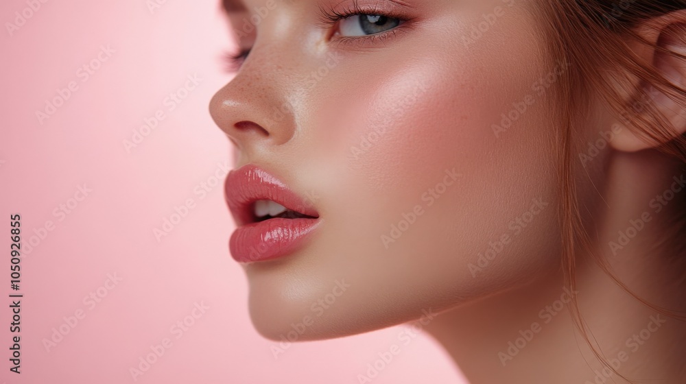 Elegant Beauty Portrait with Soft Pink Background Elegant Beauty Portrait with Soft Pink Background