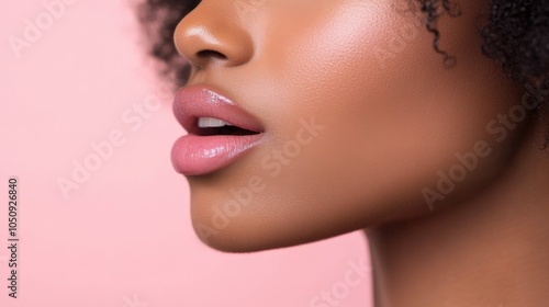 Close-Up of Beautiful Woman's Lips and Skin Texture