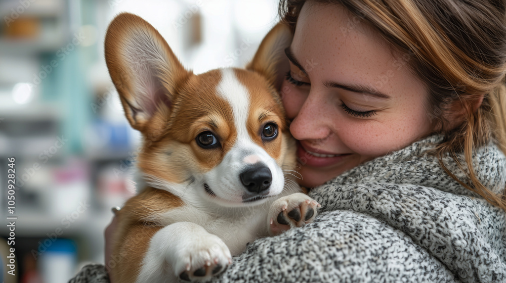 Adorable Corgi Puppy Being Held by a Loving Owner Adorable Corgi Puppy Being Held by a Loving Owner