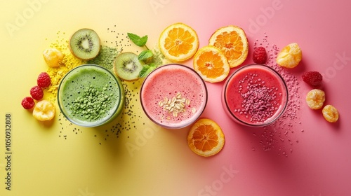 Vibrant smoothie made from freeze dried fruits