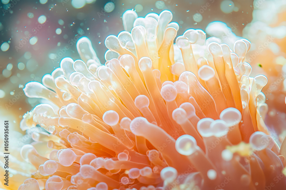 Close up of bubble anemone on a tropical coral reef. Close up of bubble anemone on a tropical coral reef.