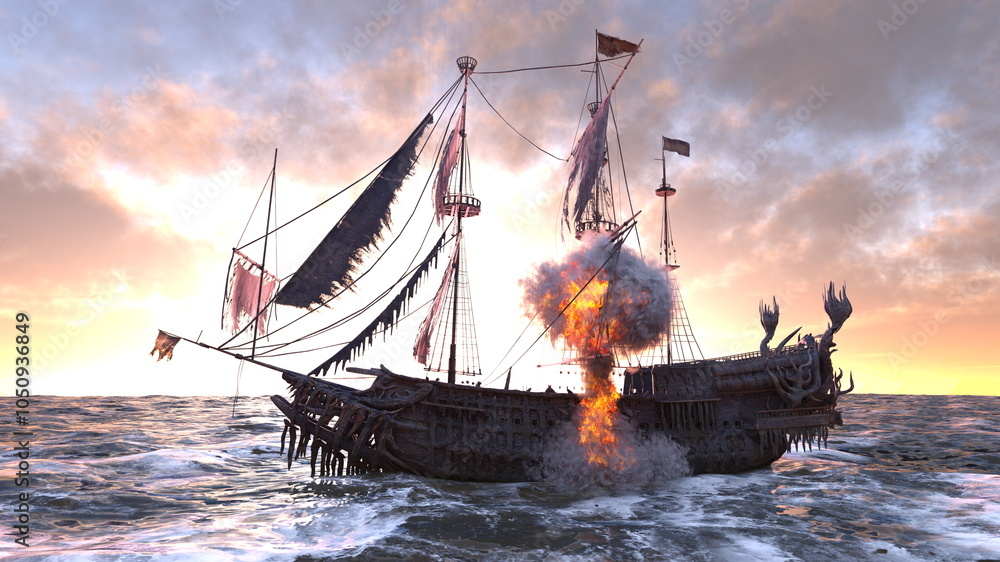 Obraz premium 海賊船 3DCGレンダリング