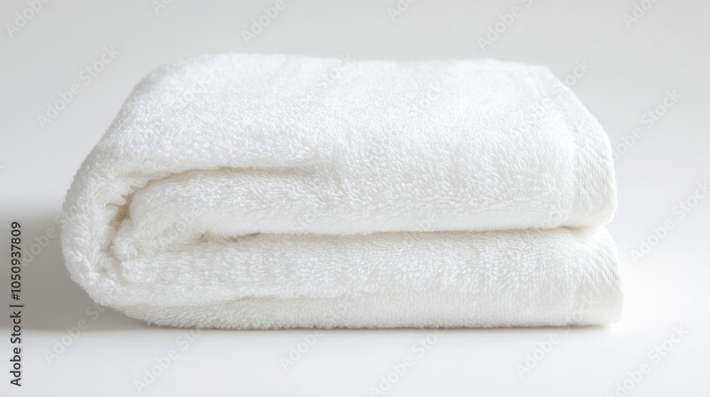 Folded White Terrycloth Towel on a White Background Folded White Terrycloth Towel on a White Background