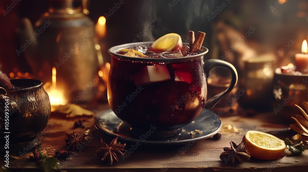 Mulled wine. Warm holiday drink background Mulled wine. Warm holiday drink background