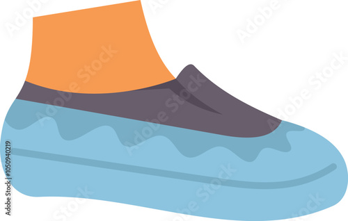 Doctor wearing blue shoe covers in hospital for hygiene and sterility, medical professional footwear for protection against contamination