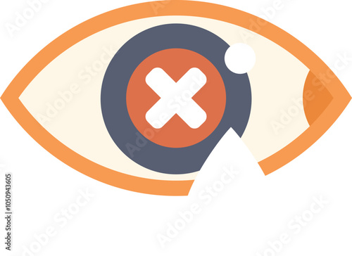 Flat design icon of a human eye with a teardrop, conveying sadness or disapproval