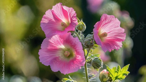 Alcea rosea or Hollyhock photo