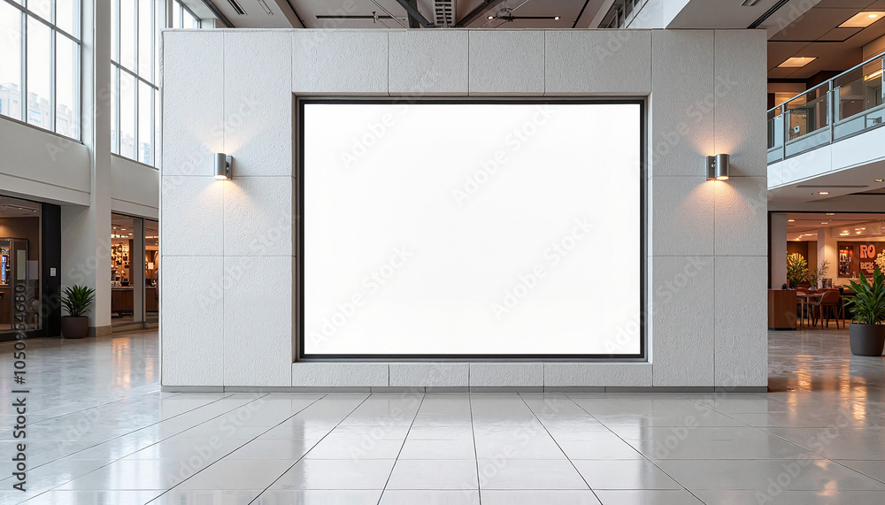 Large blank billboard in modern building lobby, blank mockup for design Large blank billboard in modern building lobby, blank mockup for design