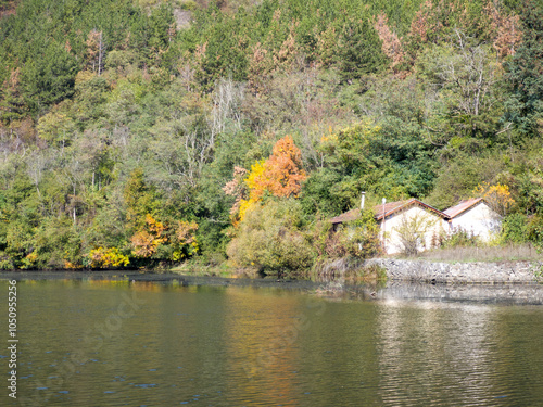 Autumn Landscape of Pancharevo lake,  Bulgaria photo