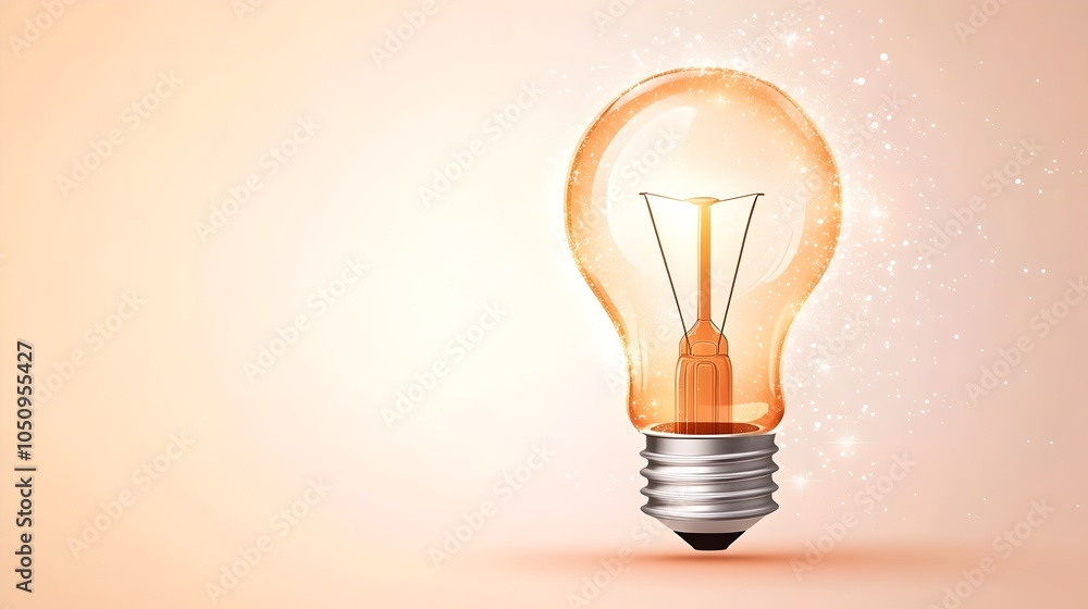 Glowing lightbulb enveloped in a captivating display of ethereal sparkles and misty haze set against a serene soft gradient background evoking a futuristic innovative and imaginative design concept Glowing lightbulb enveloped in a captivating display of ethereal sparkles and misty haze set against a serene soft gradient background evoking a futuristic innovative and imaginative design concept