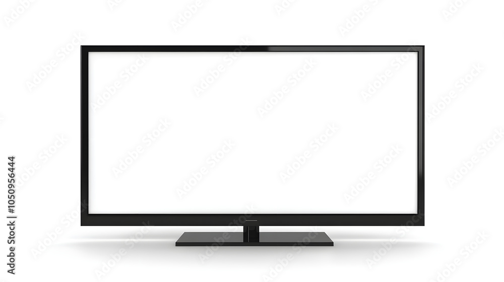 Flat screen television on white background, showcasing modern design and simplicity Flat screen television on white background, showcasing modern design and simplicity