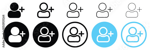 Set of person profile avatar with plus symbol. Add new user icon collection. profile icon with plus sign. Vector Illustration.