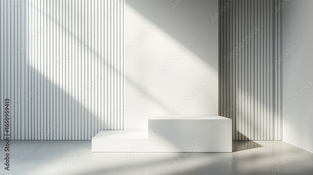Fototapeta premium white stand for displaying product , Podium for modern branding visuals presentation , white background