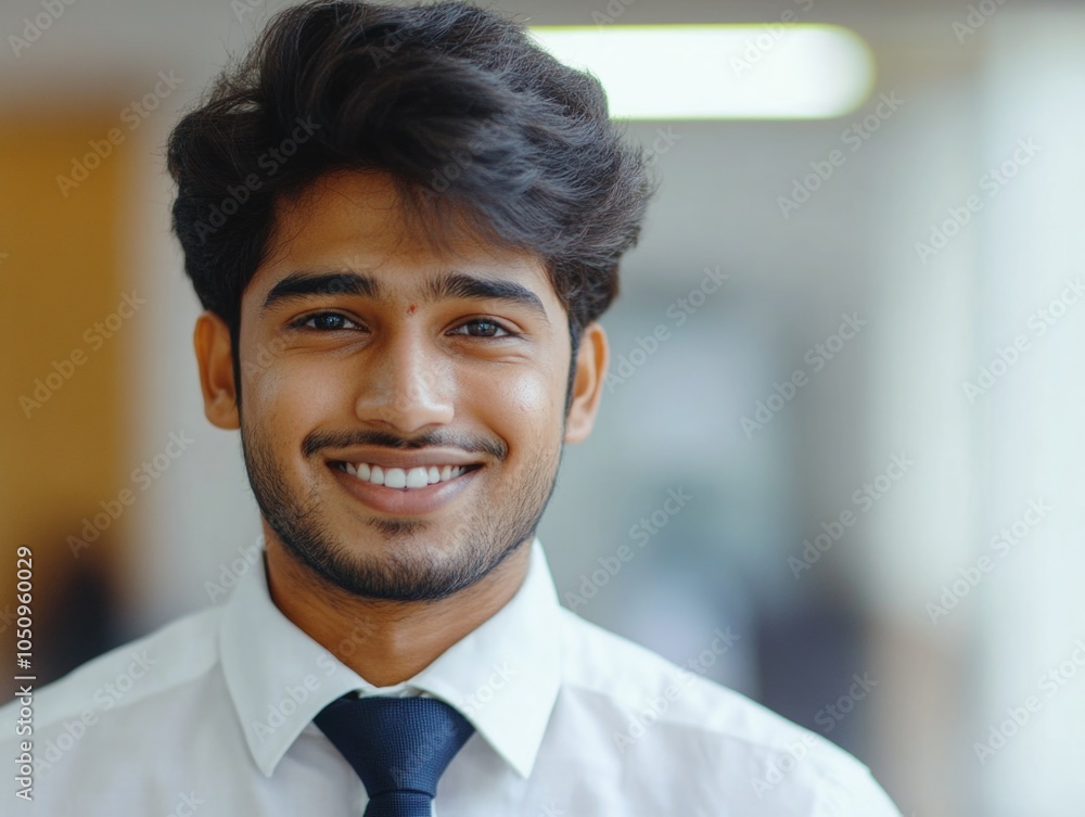 Smiling Businessman Posing in Office Smiling Businessman Posing in Office