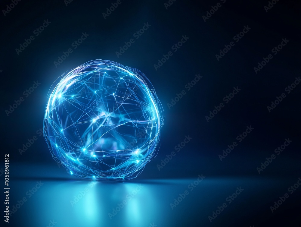 A glowing blue sphere with intricate lines and connections, symbolizing technology and digital communication. A glowing blue sphere with intricate lines and connections, symbolizing technology and digital communication.