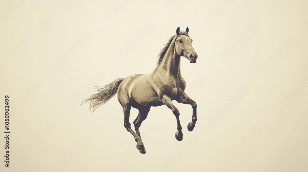 Fototapeta premium A horse on a cream background