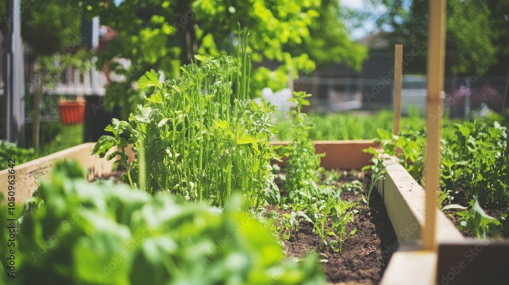 Environmental equity symbolized by a sustainable community garden thriving amidst an urban landscape, Signifying eco-friendly practices in diverse neighborhoods, photography style Environmental equity symbolized by a sustainable community garden thriving amidst an urban landscape, Signifying eco-friendly practices in diverse neighborhoods, photography style