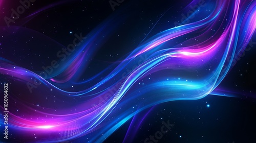 Abstract cosmic-themed background with blue and purple neon glows on a black backdrop, evoking a speed-of-light effect suitable for events, celebrations, and galactic-inspired themes