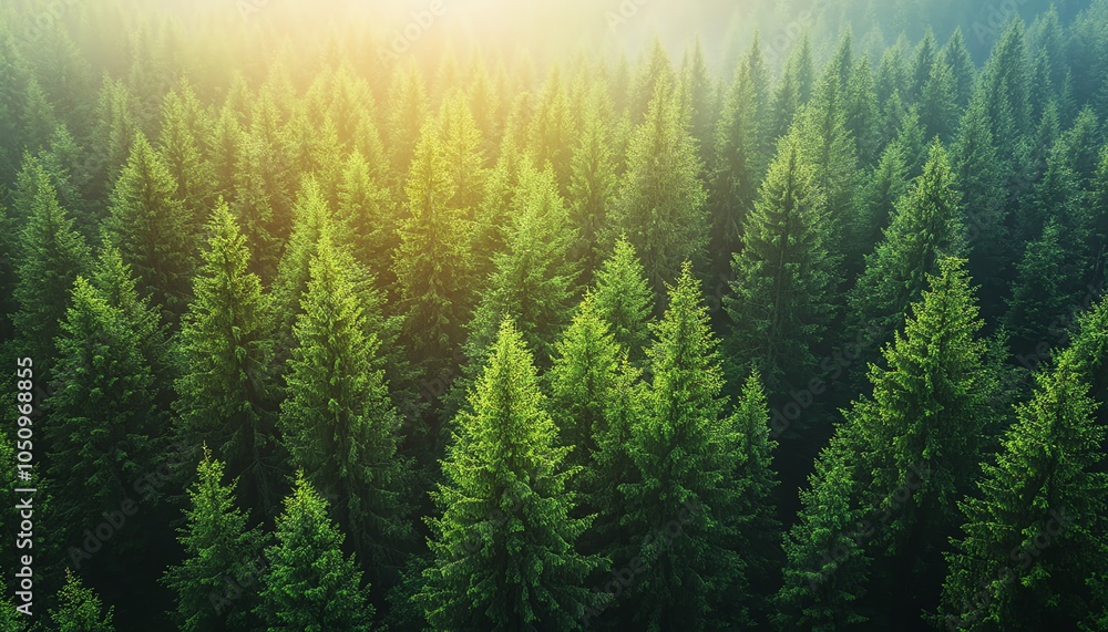 Fototapeta premium Aerial forest view highlighting rich greenery