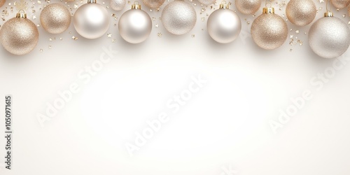 Festive Christmas background with gold and silver baubles on a textured surface.